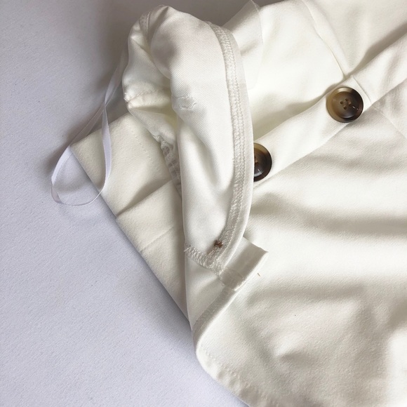 Buttoned Front Ties Off Shoulders Wrap Dress White - Picture 6 of 8